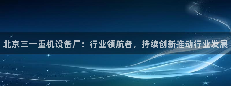 顺盈娱乐主管：北京三一重机设备厂：行业领航者，持续创新推动行