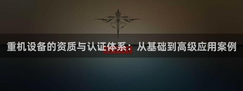 顺盈娱乐下载手机版官网：重机设备的资质与认证体系：从基础到高