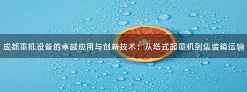顺盈娱乐招商助判官333OO：成都重机设备的卓越应用与创新技