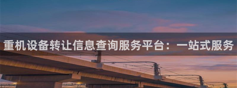 顺盈娱乐代理：重机设备转让信息查询服务平台：一站式服务